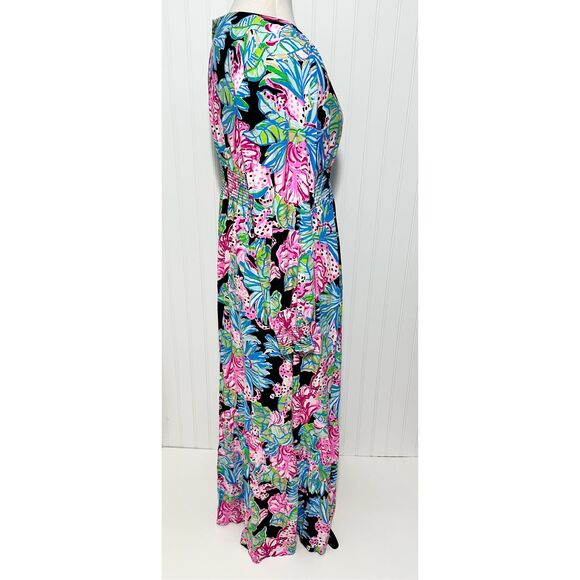 Lilly Pulitzer Women's Mistral Maxi Onyx Jaguar Jungle Dress Multicolor Large - Picture 4 of 14
